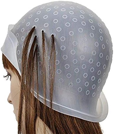 GSHLLO Reusable Silicone Hair Staining Cap Multicolor Hair Dyeing Cap with Metal Hooks
