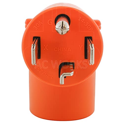 Ac Works 30 Amp 4-Prong Dryer Wall Outlet Adapter (To L6-30 30A 250V Locking) #TOP2