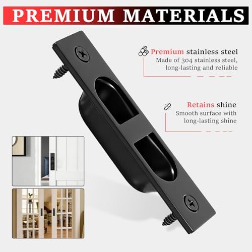 Tirador de borde para puerta corredera de 4 pulgadas, acero inoxidable 304, negro, 1 unidad para cocina, sala y baño miniatura 6