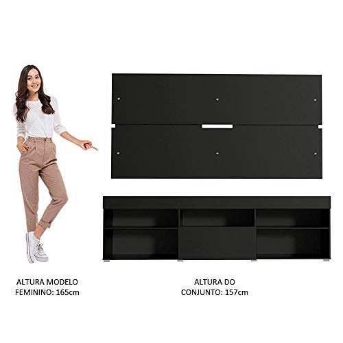 Rack com Painel para Tv até 65 Polegadas Madesa Miami - Preto