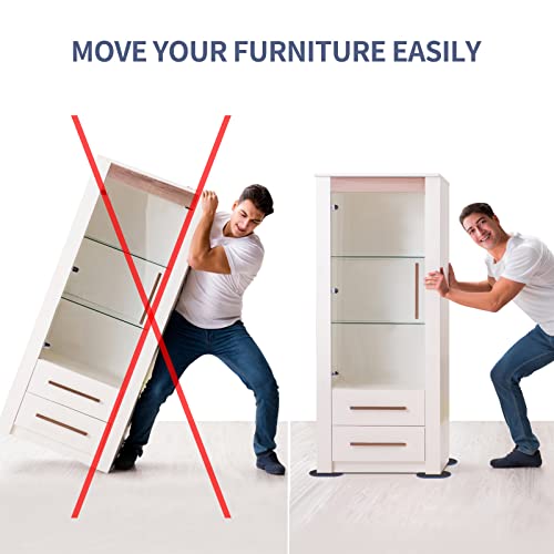 Reusable Large Furniture Movers Sliders For Carpet And Hardwood Floors-8 Pack 9-1/2" Oval Moving Pads Protector For Heavy Duty Sofa Bed Table Desk,Quickly And Easily Move Any Item, Light Blue #TOP4