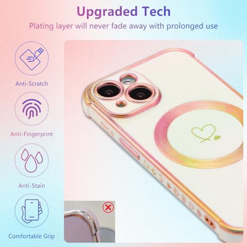 Coque luxe iPhone 15 Plus avec finition plaquée et cœurs - 6