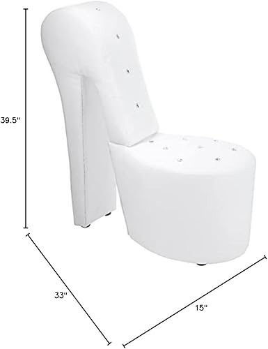 Miniatura 7 de Tristam - Silla moderna de tacón alto glamorosa de 40 pulgadas, silla sin brazos con botones tapizados como cristales y costuras de diamante, cómodo