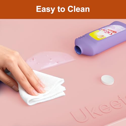 ukeetap Extra Thick Silicone Mat Waterproof with Raised Edge 34" x 22", Under Sink Mat for Kitchen & Bathroom, Kitchen Cabinet Liner, Multi-Purpose for Storage & Protection, Pink by ukeetap - Image 6