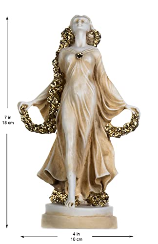 Estatua decorativa de mármol con diseño de diosa Flora dorada miniatura 2