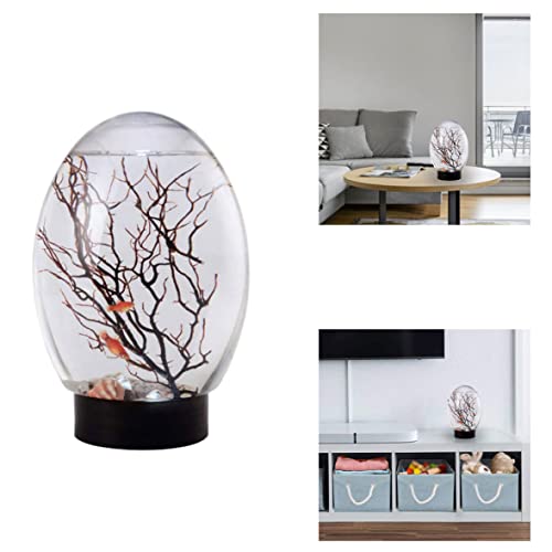 Ecosphere Fish Tank, Closed Aquatic Ecosystem Desktop Aquarium With Led Revolving Black Base #TOP7
