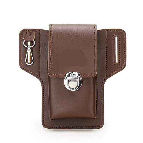 Sacoche de jambe vintage pour voyage et moto, sac de hanche café décontracté en cuir PU