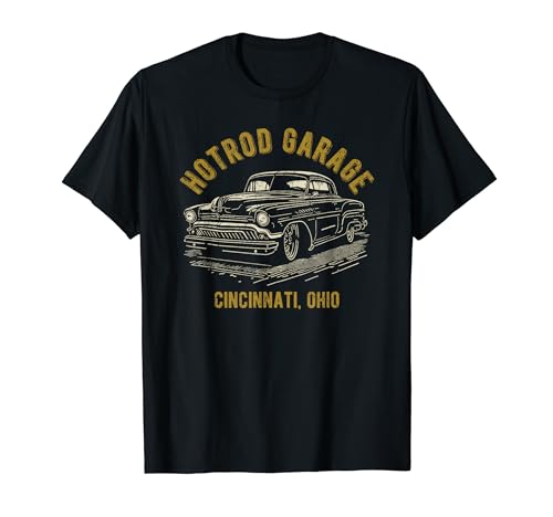 Cincinnati Ohio Hotrod Garage Classic Car Diseño envejecido Camiseta