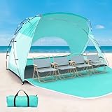 Beach Tent, Portable Sun Shelter for 2/3/4/6-8 Person with UPF 50+ UV Protection, Easy Setup Waterproof Beach Shade Canopy Cabana for Family Outdoor and Picnics, Fishing with Carrying Bag