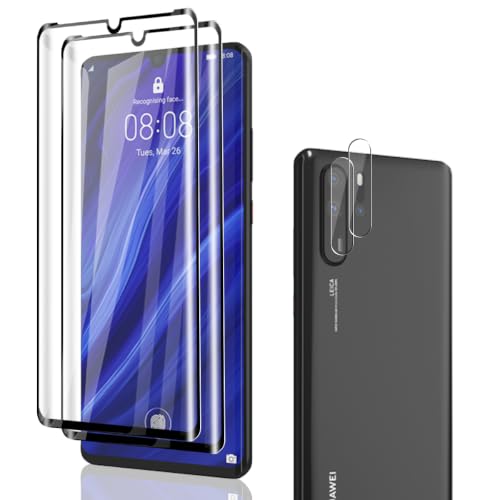 Phlleyaa Vetro Temperato per Huawei P30 Pro – 2 Pellicole Display e 2 Vetri Fotocamera, 9H, Trasparente, Anti Graffio, Senza Bolle