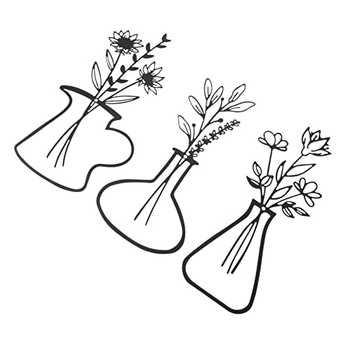 Vases muraux pour pendaison de crémaillère : lot de 3 décorations créatives en fer noir design