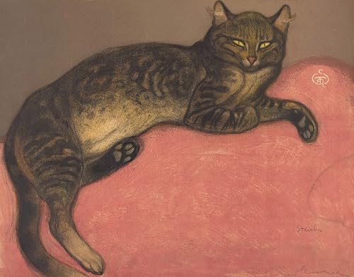 Chat d'hiver sur un coussin Steinlen tableau sur toile vintage de salon