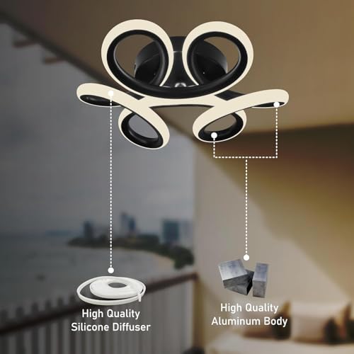 Image of Illiana 22W Modern LED Ceiling Light, Round Wave Design, 3 Color Modes (Warm, Cool & Natural White), Decorative Light for Living Room, Bedroom, Office & Dining Area