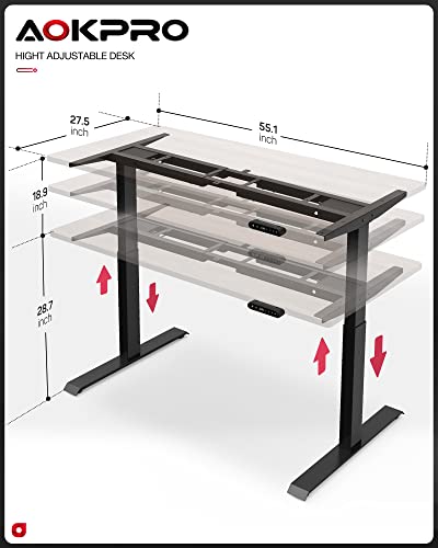 Aokpro Standing Desk Frame, Dual Motor Electric Adjustable Standing Desk Electric Stand Up Desk Frame Height Adjustable Table Legs Sit Stand Desk Frame Ergonomic Standing Desk For Home And Office #TOP1