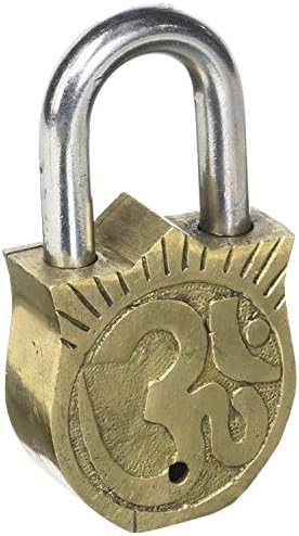 Brass Padlock - Lock with Keys - Working Functional - Brass Made Golden Laxmi Padlock.