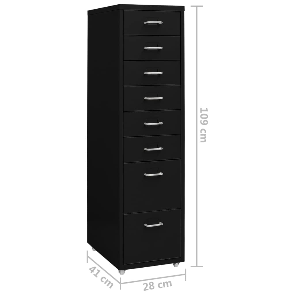 Armoire de classement mobile, armoire de bureau, armoire de bureau, commode de bureau, commode, armoire de bureau, armoire de bureau, métal noir, 28 x 41 x 109 cm