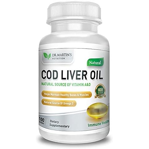 Burpless COD Liver Oil | 100 Softgels | Natural Source of Omega 3 Fatty Acids EPA & DHA | Vitamin A & D | Support Brain, Heart, Eye & Immune Health For Joints, Bones & Muscles Supplement No AfterTaste Cover