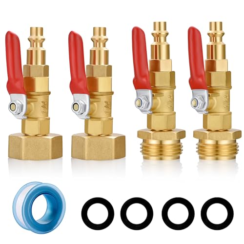 Image of SIGURANTA RV Winterize Blowout Adapter with 1 /4 inch Quick Connect Plug and 3 /4 inch Garden Water Hose Threading with Valve (4 Pack)