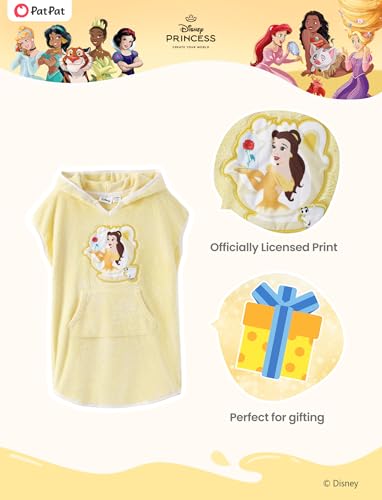 Image of Disney Marvel Princess Frozen Stitch Elsa Girls Hooded Swim Cover Up for Swimsuit Bathing Suit Swimwear Pocket 4-7 Years