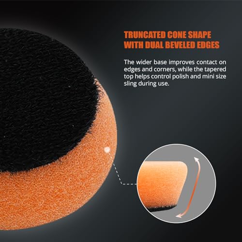 Image of SPTA PRO Orange Heavy-Cut Mini Polishing Foam Pad, 10Pcs 1.3inch /32mm Sponge Polishing Buffing Pads, Car Foam Detail Polishing Pad Kit for Car Detail Polishing, Small Area Polishing -FF101-10