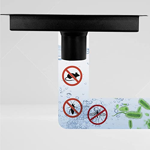 Berlato Shower Floor Drain,Shiny Black Rectangle 7.8In Shower Drain, Stainless Steel Matte Shower Drain Cover Hair Catcher, Removable Bathroom Shower Hair Catcher, Suitable For Balcony,Bathroom,Toilet #TOP5