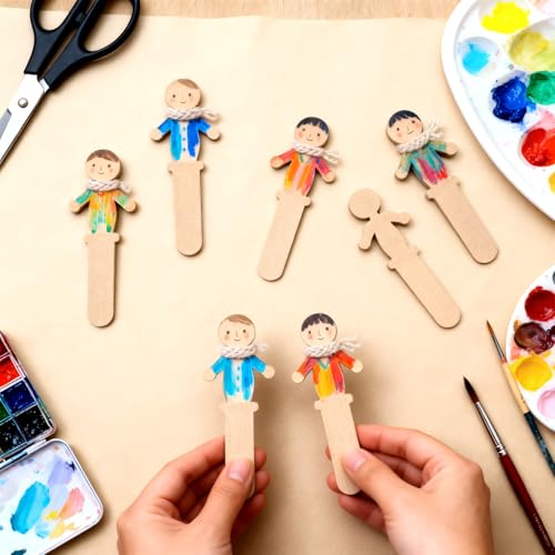 Jaloro 100 Pack People Shaped Craft Sticks 5.3 Inch DIY Unfinished Cardboard Jumbo Craft Sticks for DIY Project Making Home Arts Decoration Back to School Supplies by Jaloro - Image 5