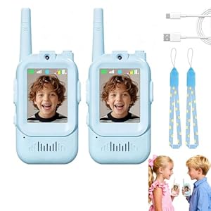 2PCS Video Walkie Talkies for Kids, Rechargeable Walkie Talkies with Camera & Voice Changer, Educational Toys for Children, Ideal for Indoor Outdoor Play, Birthday Gifts for Boys & Girls (2*BLUE)