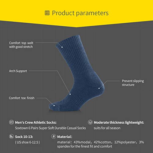 Sox Town Unisex Cushion Crew Training Athletic Socks Men & Women With Combed Cotton Moisture Wicking Breathable Performance(Navy Blue L) #TOP3