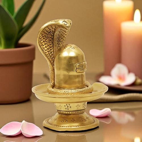 Image of SHANTI Brass Shivling for Home Puja, Shiva Lingam for Temple, Office Desk, Gift & Decor (SL3408)