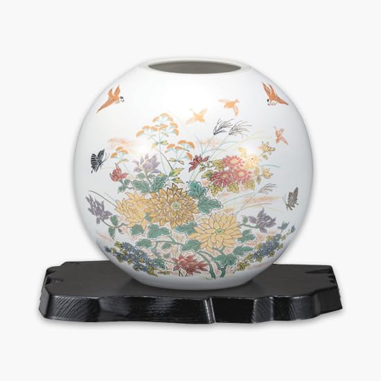 九谷焼 花瓶「菊」 Amazon.co.jp: 九谷焼いわたや『九谷焼』花瓶(5.5号)金菊花に雀