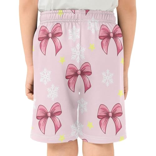 Stars and Bows Athletic Shorts with Zipper Pockets, Youth Boys Athletic Running Shorts for Summer3