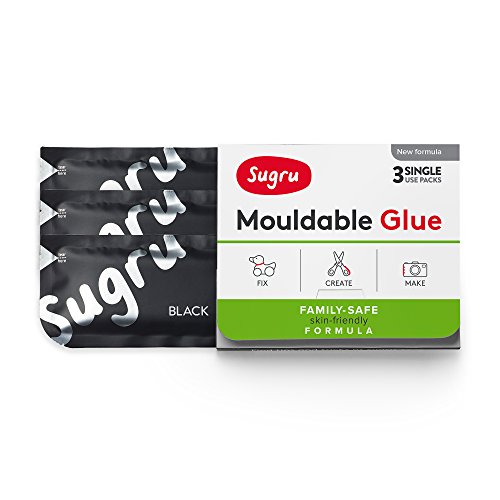 Sugru I000439 Family-Safe | Skin-Friendly Formula-Black 3-Pack Mouldable Glue, 3 Count