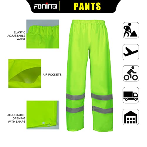 Fonirra Hi Vis Safety Rainsuit For Men Waterproof Yellow Reflective Class 3 Rain Jacket Gear Pants(L/Xl) #TOP3