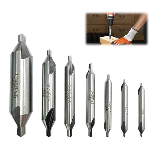 7 Pièces Forets à Centrer, Forets de Centrage HSS 60° pour Métal, Jeu de Foret Centreur pour Tour et Perceuse, Tailles 1-5 mm, Outils de Perçage Précis pour Acier Aluminium Laiton, Travail Métal