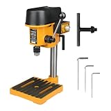 Hoteche Variable Speed Mini Benchtop Drill Press with 1/4-Inch Chuck, 170mm Work Table & 23mm Spindle Travel - Precision Tabletop Drilling Machine for Wood, Metal, Plastic & DIY Projects