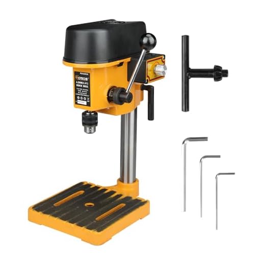 Hoteche Variable Speed Mini Benchtop Drill Press with 1/4-Inch Chuck, 170mm Work Table & 23mm Spindle Travel - Precision Tabletop Drilling Machine for Wood, Metal, Plastic & DIY Projects