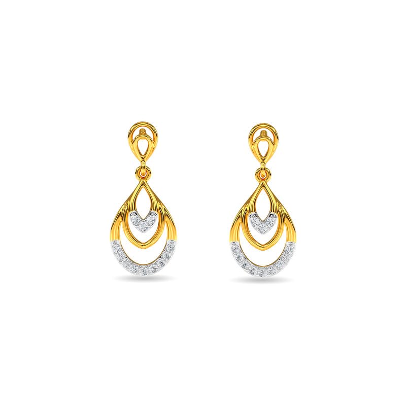 Image of KISNA JEWELS 14KT|18KT BIS Hallmark Pure Gold and Diamond Danglers Earrings For Women with Screw Back clouser