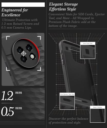 Image of WOW IMAGINE Back Cover for Realme 13 Plus 5G | Realme P1 Speed 5G with Hexa Cube Design | Soft Rubberised Case | Inner Velvet Fabric | Matte Silicone Flexible Mobile Case | Camera Protection - Black