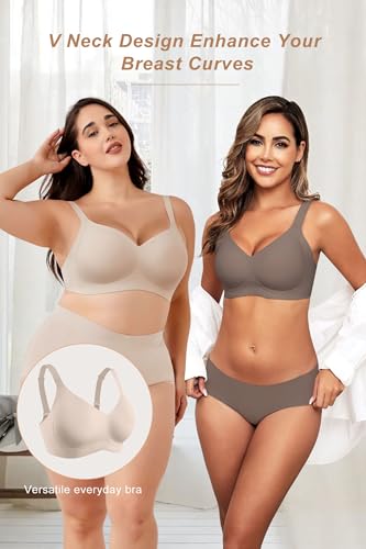 Image of HORISUN Wireless Bras for Women Soft Comfortable No Underwire T Shirt Bra Seamless Full Coverage Bras with Support