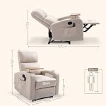 HOMCOM Relaxsessel mit Massagefunktion, Fernsehsessel mit Liegefunktion, Drehbarem Tisch, Massagesessel, Ruhesessel mit Fernbedienung, Feder, Seitentasche und Becherhalter, Mikrofaser, Beige – Bild 3