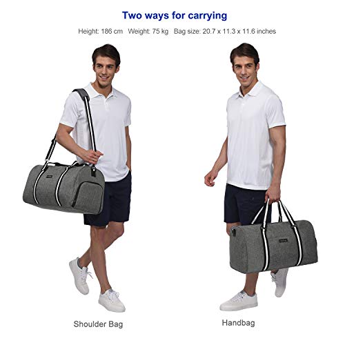 apollo walker Water Resistant Sports Gym Duffel Bag with Shoes Compartment Travel Weekender Bag for Men Women Grey