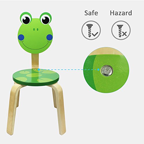 Iplay, Ilearn 10 Inch Kids Solid Hard Wood Animal Chair, Stackable Wooden Finished, Preschool, Bedroom, Playroom, Nursery Seat, Frog Furniture Stool For Toddlers, Children, Boys, Girls #TOP3
