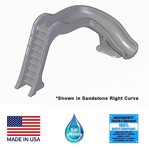 Global Pool Products Side Winder Inground Swimming Pool Water Slide Deck Mounted Left Curve Turn Sand GPPSSW-Sand-L