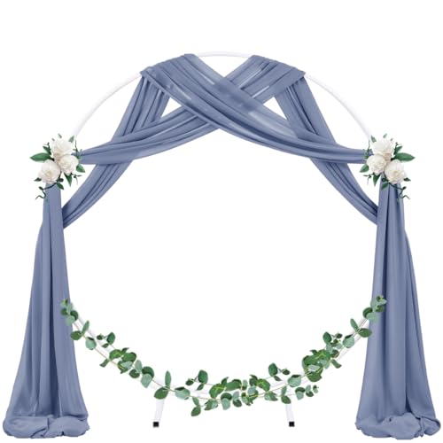 Image of Socomi Wedding Arch Draping Fabric 3 Panels 29 inch x 19Ft Dusty Blue Sheer Chiffon Curtain Drapes 6 Yards for Wedding Ceremony Birthday Party Decoration