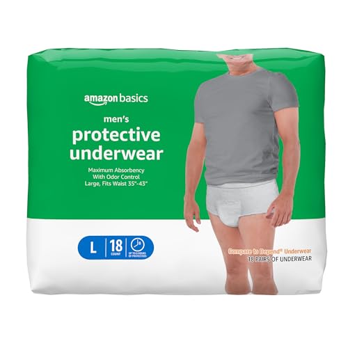 Amazon Basics Incontinence Underwear for Men, Maximum Absorbency, Large, 18 Count (1 Pack)