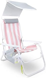 SUNFLOW Shore Thing Beach Chair Signature Setup, Rose Pink Stripe