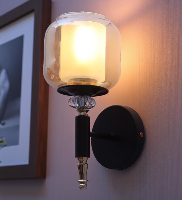 Image of ELAINTE Premium Wall Light | | Elegant Glass Wall Lamp for Living Room & Hallway | 3 Years Warranty | Free Bulb (Velora-Single)