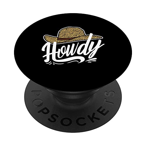 Howdy Cowgirl Cowboy Hat Western Lover Rodeo PopSockets Swappable PopGrip, Black