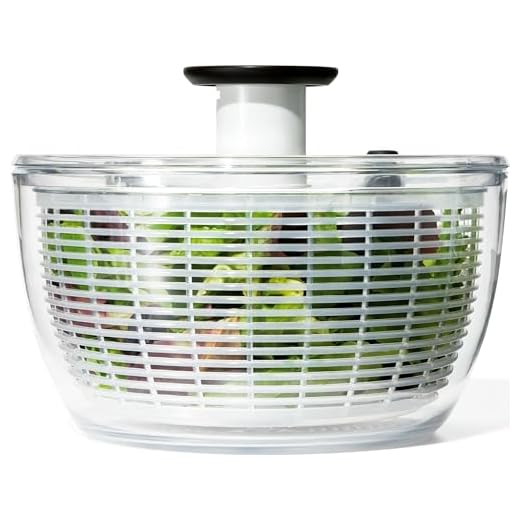 OXO Good Grips Salad Spinner | Lettuce Spinner | Fruit Washer | Fruit Washing Bowl with Strainer | Vegetable Cleaner | Salad Cleaner | Lettuce Washer | 6.22 Quart Capacity