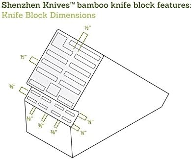 20 Slot Universal Knife Block: Shenzhen Knives Large Bamboo Wood Knife Block Without Knives - Countertop Butcher Block Knife Holder and Organizer with Wide Slots for Easy Kitchen Knife Storage